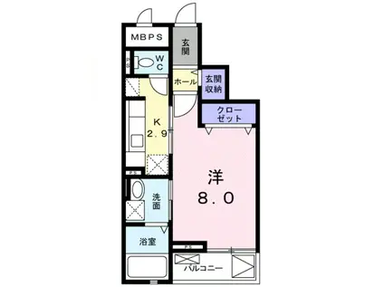 ニューファーム(1K/3階)の間取り写真