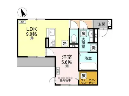 パサログランデ鳳中町(1LDK/1階)の間取り写真