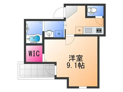 ハピネス高師浜(1K/2階)の間取り写真