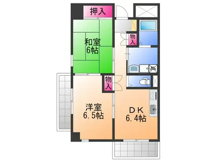 サンロワール和泉砂川(2DK/2階)の間取り写真