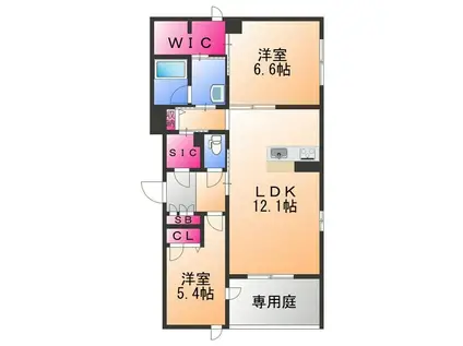 サウスMAISONさくら(2LDK/1階)の間取り写真