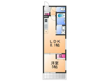 REVITA鳳北町3丁(1LDK/1階)の間取り写真