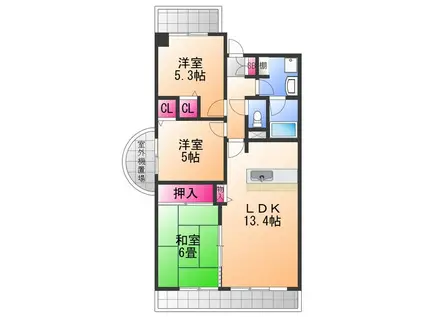 ジョイフル寿(3LDK/6階)の間取り写真