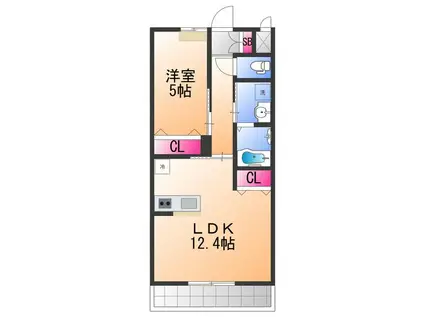 プランドール(1LDK/2階)の間取り写真