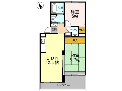 ヴァンベールしののめ A棟(2LDK/1階)の間取り写真