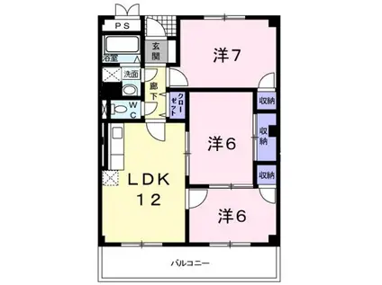 グレース尾崎(3LDK/3階)の間取り写真