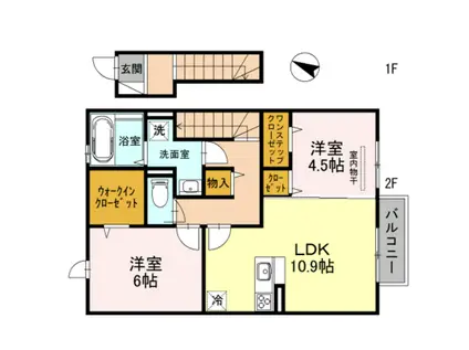 クレア C棟(2LDK/2階)の間取り写真