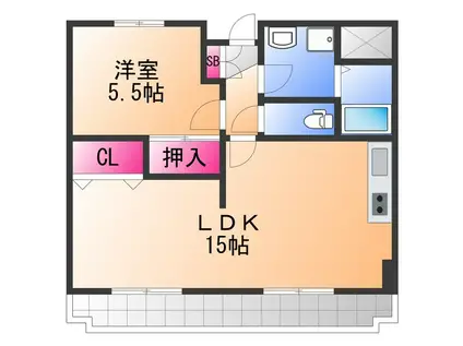 ビーチマンションⅡ(1LDK/4階)の間取り写真