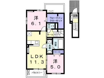 ステイションランドナガタキ3(2LDK/2階)の間取り写真