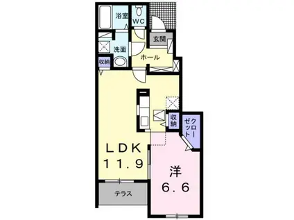 イルミナール(1LDK/1階)の間取り写真