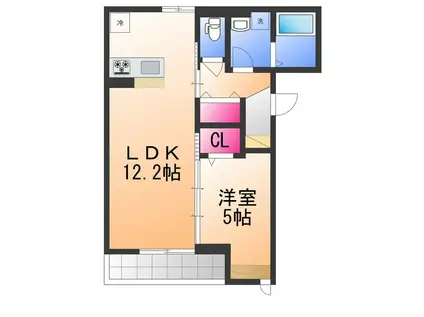 アムール旭(1LDK/1階)の間取り写真