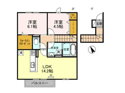 MAISON DE GRACE(2LDK/2階)の間取り写真