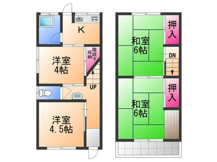 南海電鉄南海本線 井原里駅 徒歩16分 2階建 築50年(4K)の間取り写真