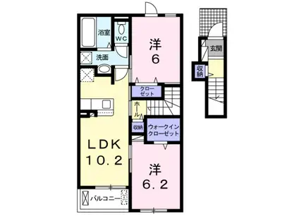モデルヌ・シス(2LDK/2階)の間取り写真