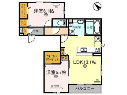 D-ROOM 和泉府中 檸檬の丘(2LDK/2階)の間取り写真