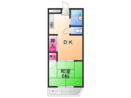 下池田町マンション(1DK/2階)の間取り写真