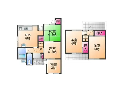 南海電鉄南海本線 樽井駅 徒歩16分 2階建 築53年(4SDK)の間取り写真