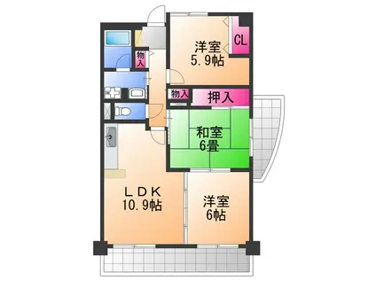 ウィステリア(3LDK/1階)の間取り写真