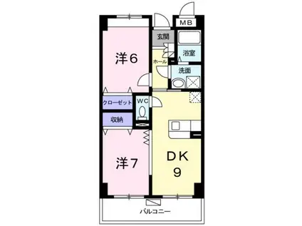 ベルアビタシオン(2DK/2階)の間取り写真