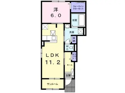 アーバンハイツA(1LDK/1階)の間取り写真