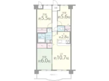 コンフォート和泉(3LDK/4階)の間取り写真