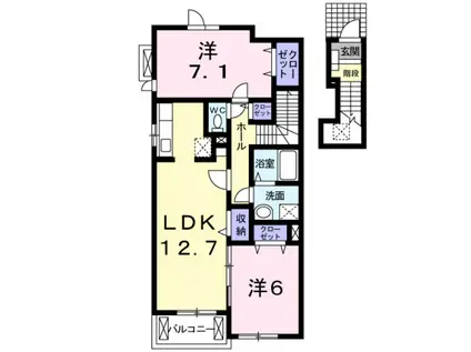 アメニティ Ⅰ(2LDK/2階)の間取り写真
