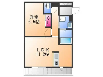 プランドール大手(1LDK/3階)の間取り写真