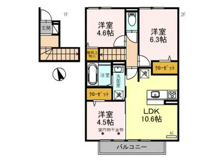 T-ROOM(3LDK/2階)の間取り写真