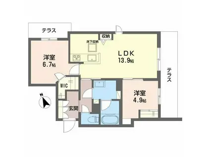 シャーメゾン ワイズベル(2LDK/1階)の間取り写真