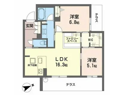 アルテーヌ浜寺元町(2LDK/1階)の間取り写真