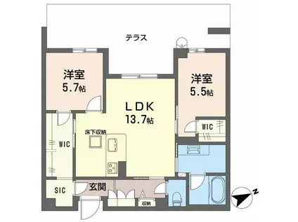 アルテーヌ浜寺元町(2LDK/1階)の間取り写真
