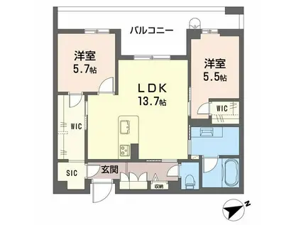 アルテーヌ浜寺元町(2LDK/2階)の間取り写真