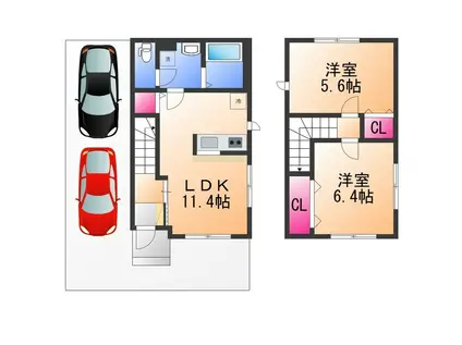 阪和線 和泉府中駅 徒歩27分 2階建 築13年(2LDK)の間取り写真