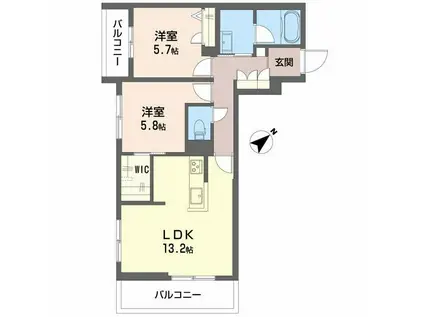 サウザンド和泉(2LDK/2階)の間取り写真