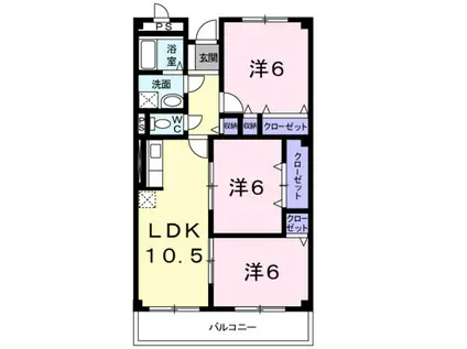 ニューサンライズ(3LDK/4階)の間取り写真