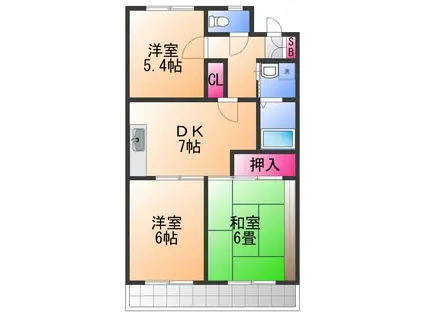 サン・ガーデン(3DK/3階)の間取り写真