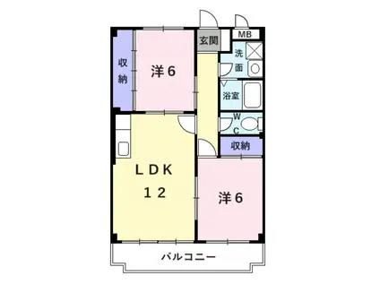 エスポアール PART1(2LDK/1階)の間取り写真