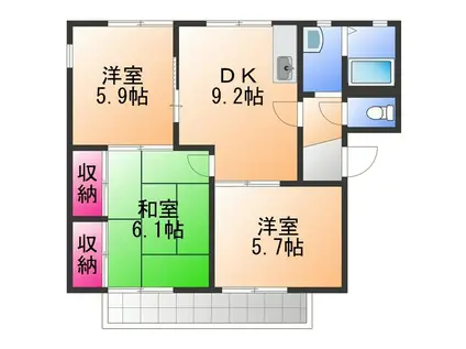 ガーデンタウン清水 B棟(3DK/2階)の間取り写真