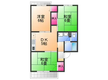 ガーデンパレス宮下B棟(3DK/1階)の間取り写真