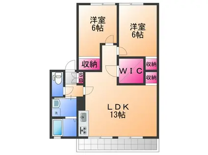 レトア東佐野B(2LDK/2階)の間取り写真