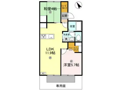 エミネントセジュールB棟(2LDK/1階)の間取り写真