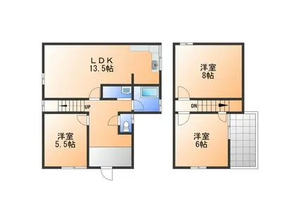阪和線 富木駅 徒歩20分 2階建 築53年(3LDK)の間取り写真