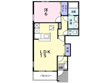 RIVERSIDECOURT(1LDK/1階)の間取り写真