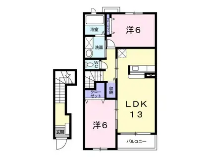 ヴァンテリュイソー(2LDK/2階)の間取り写真