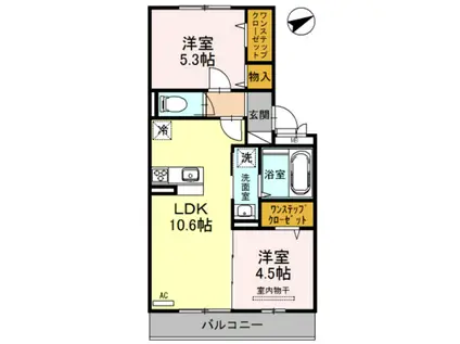 プラージュ SAKIGAKE(2LDK/3階)の間取り写真