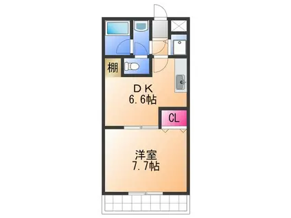 ボナール鳳南(1DK/2階)の間取り写真