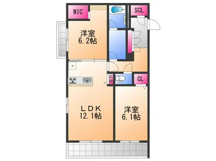 SHAMAISON LEA LEA OHANA(2LDK/1階)の間取り写真