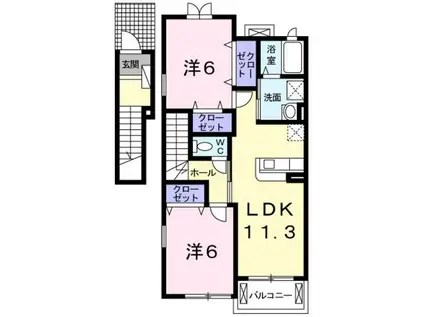 サンシャインガーデン(2LDK/2階)の間取り写真