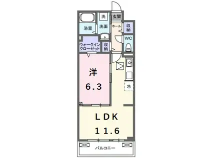ベル ハイネス(1LDK/1階)の間取り写真
