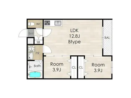 AVANTIO HONMACHI(2LDK/3階)の間取り写真